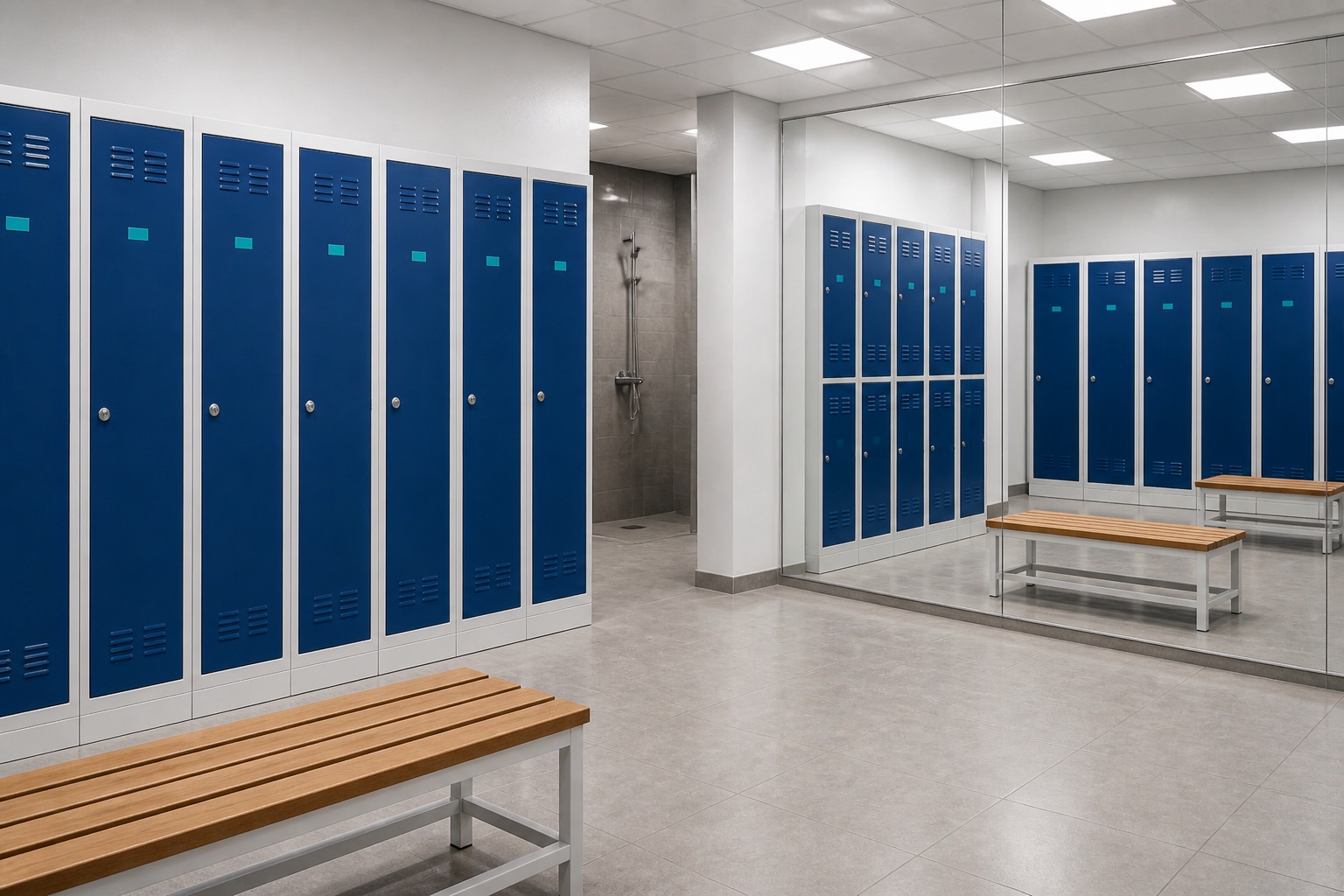 Illustrated visualisation of Gym Lockers — not a photograph of a VERO product or installation.