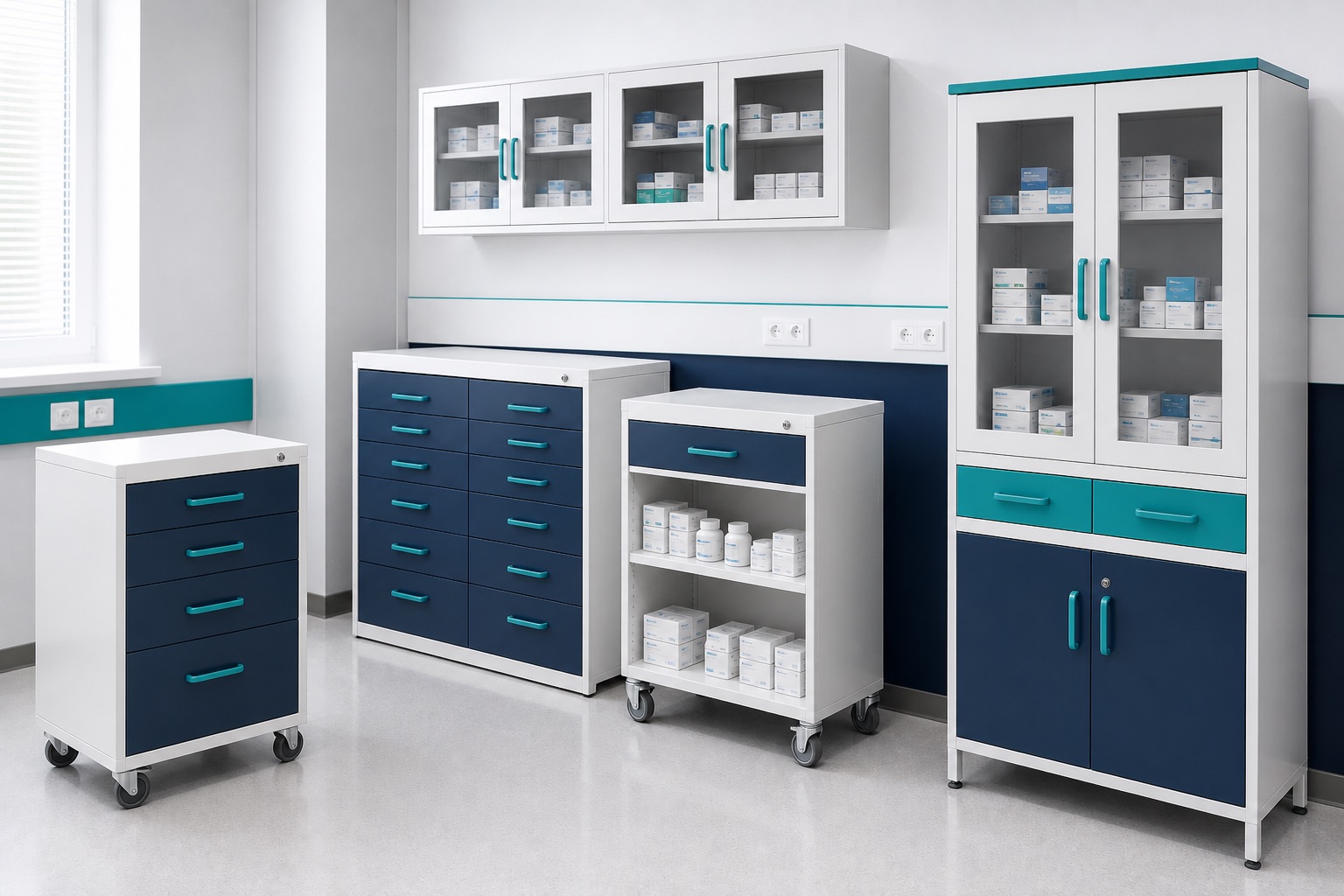 Illustrated visualisation of Pharmacy Storage — not a photograph of a VERO product or installation.