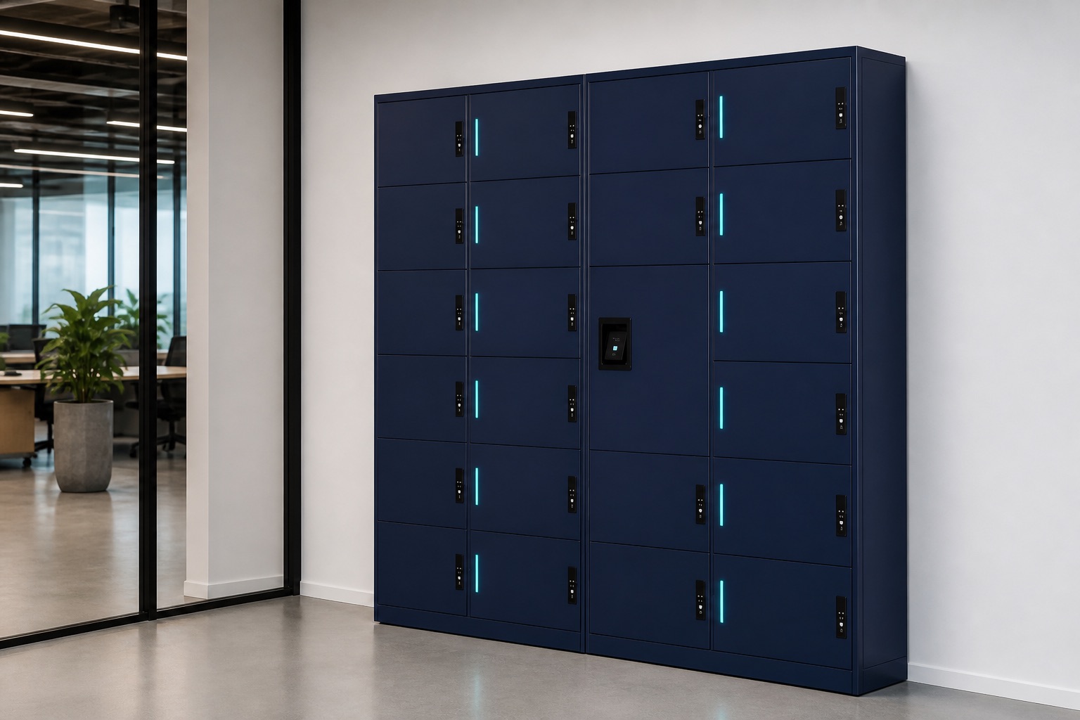 Illustrated visualisation of Smart Lockers — not a photograph of a VERO product or installation.