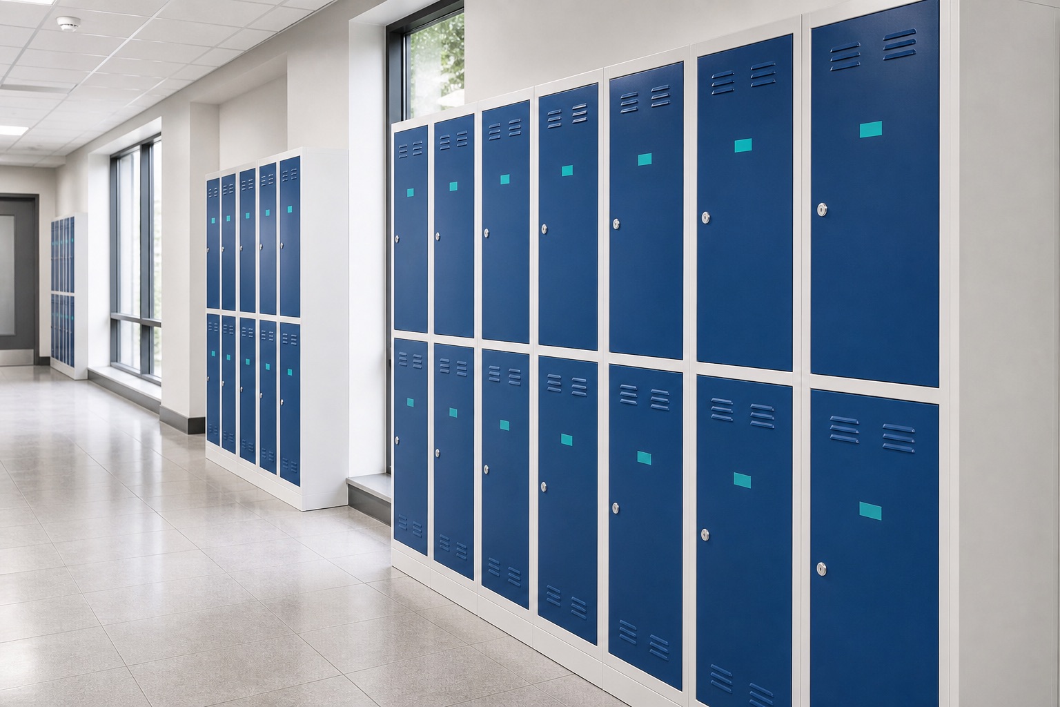 Illustrated visualisation of Student Lockers — not a photograph of a VERO product or installation.